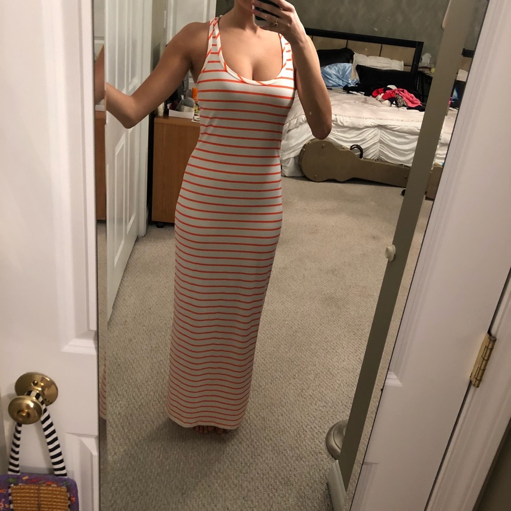Orange and cream maxi dress